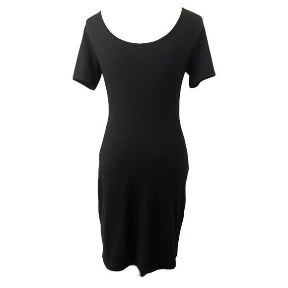 Mudd Woman’s Size Medium Maxi Dress Black Short Sleeve Lightweight Bodycon - Picture 3 of 5